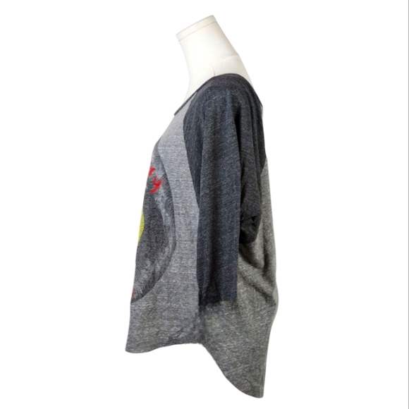 Lauren Moshi Smiley Face "Don't Worry Be Happy" Baseball Tee XS/S Limited USA - Picture 4 of 10